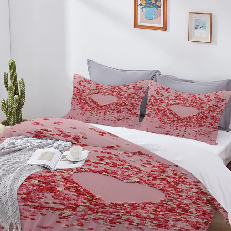 Amazon｜ピンクのハート布団カバー キング 230X210 cmあめ